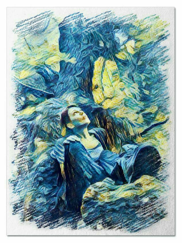 Rachel Valerie with her artwork